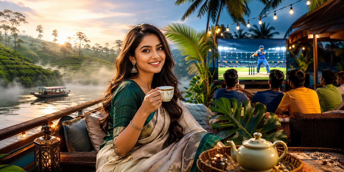 সিলেটের চা বাগানে একজন খেলোয়াড় সুস্থ মনে ক্রিকেট বেটিং উপভোগ করছেন